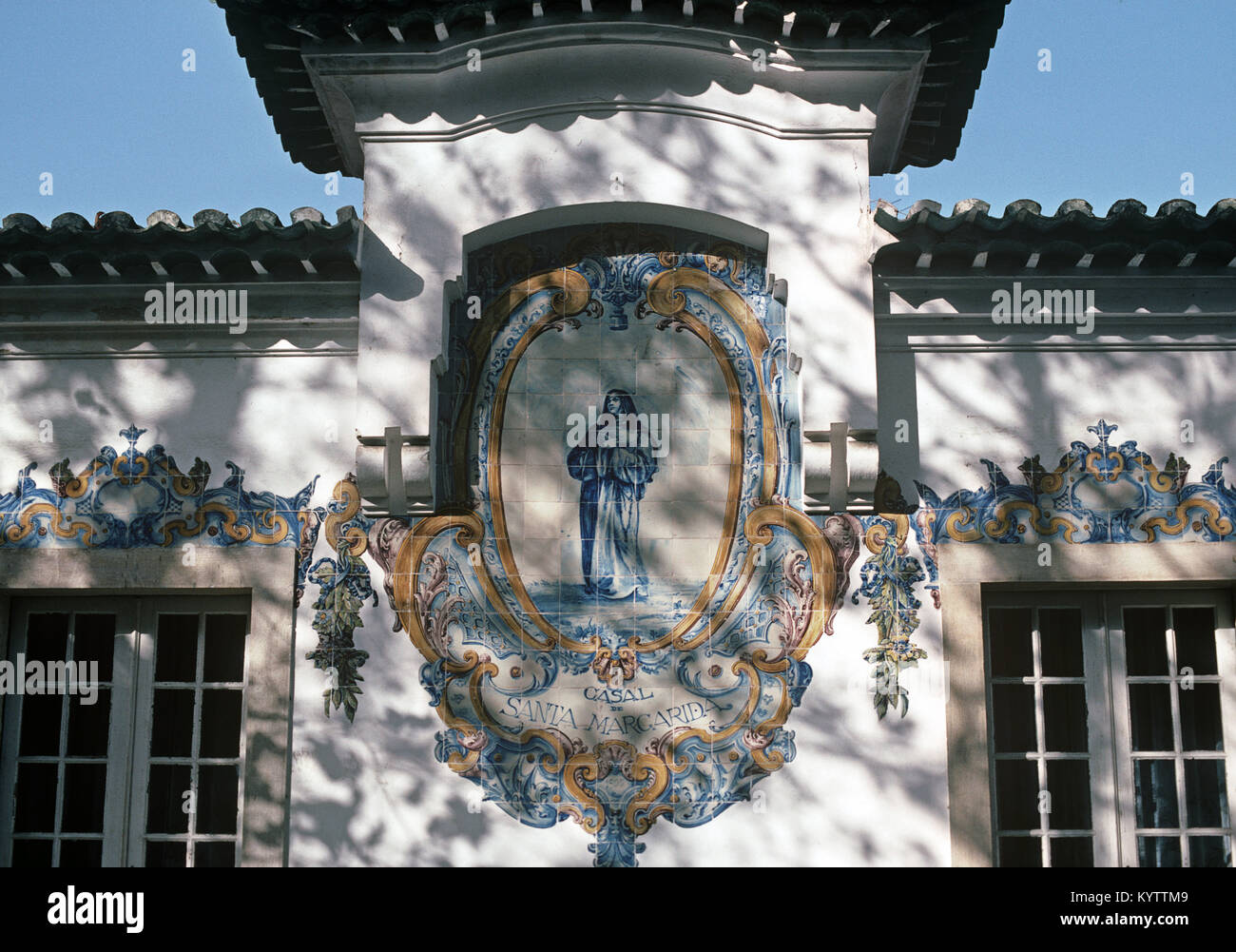 Steet and houses Azulejos, painted ceramic tiles, Lisbon, Portugal