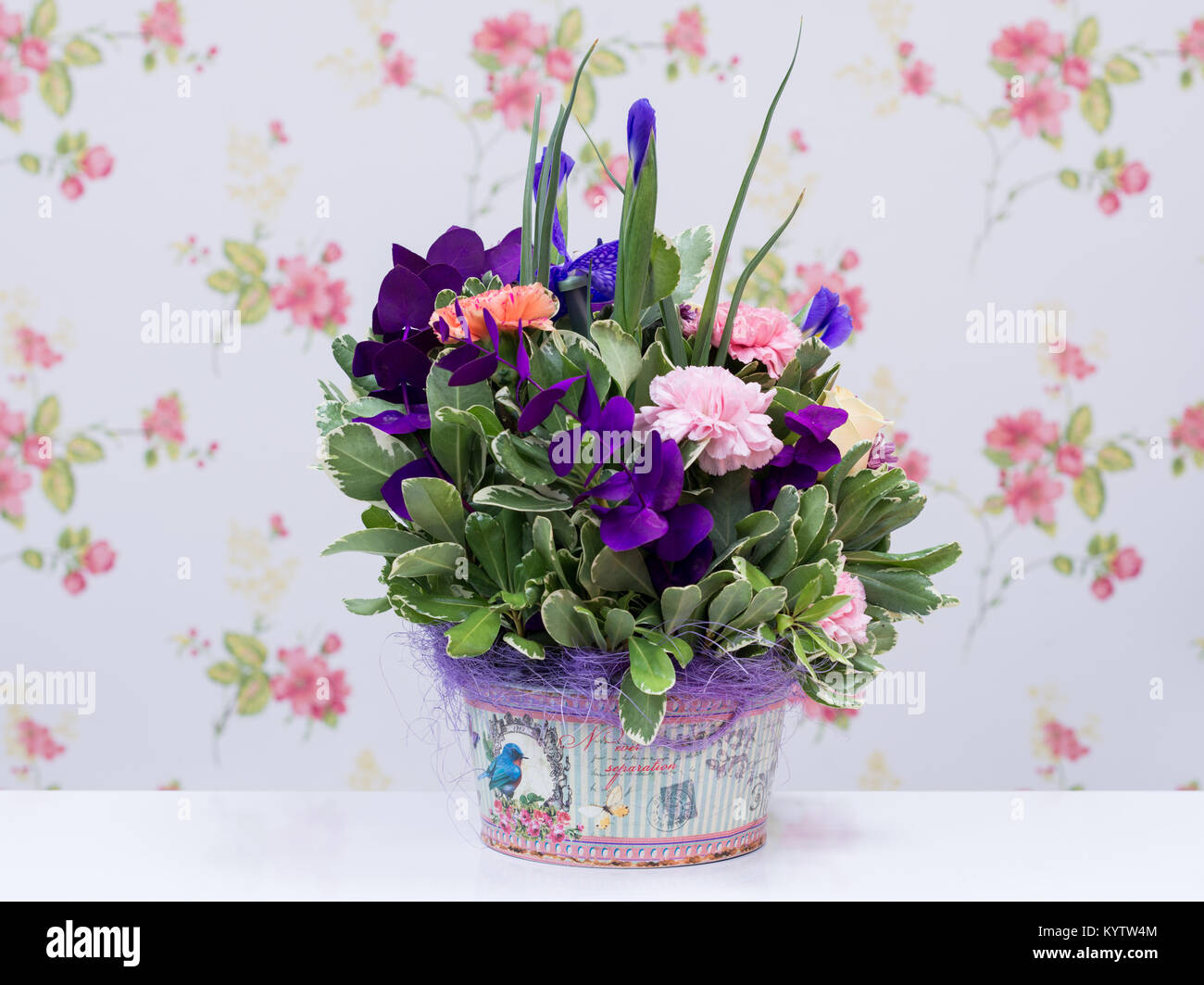 Colorful flowers arrangement in a box Stock Photo Alamy
