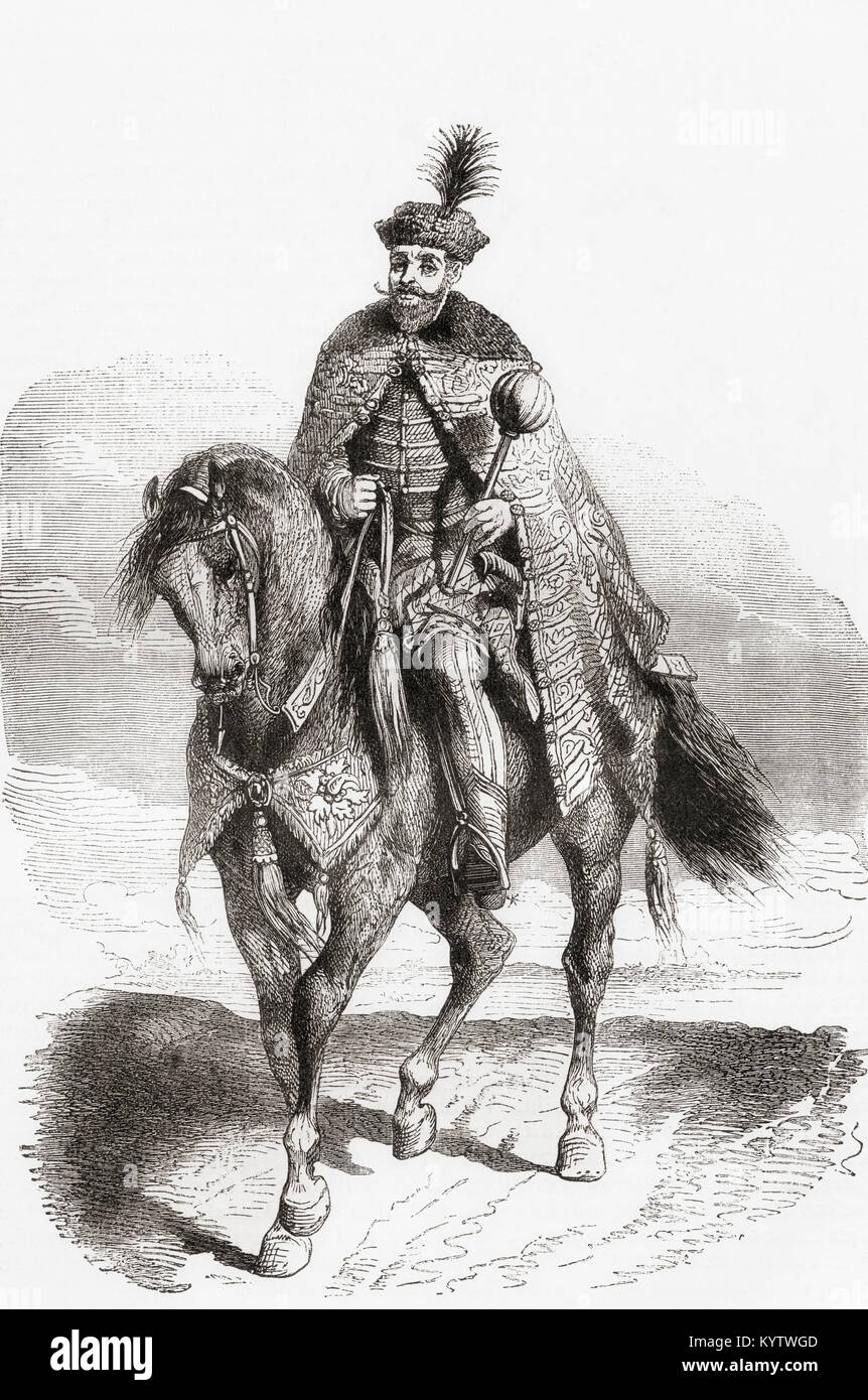 Gabriel Bethlen, 1580 – 1629.  Prince of Transylvania, Duke of Opole and King-elect of Hungary from 1620 to 1621.  From Ward and Lock's Illustrated History of the World, published c.1882. Stock Photo