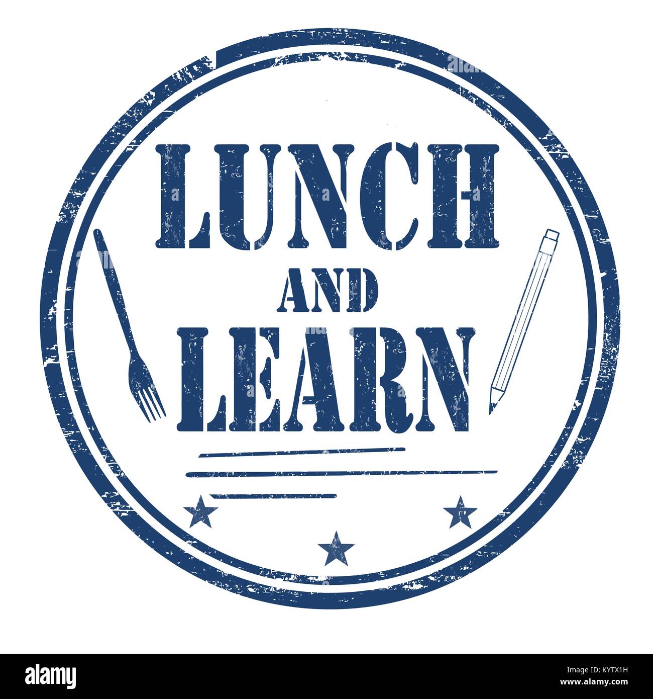 Lunch and learn grunge rubber stamp on white background, vector
