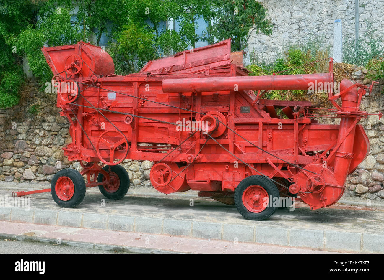 Ajuria Vitoria. Old threshing machine, donated by the family Montolio - Villanueva, in 2008 to Montan town (Castellon - Spain) Stock Photo