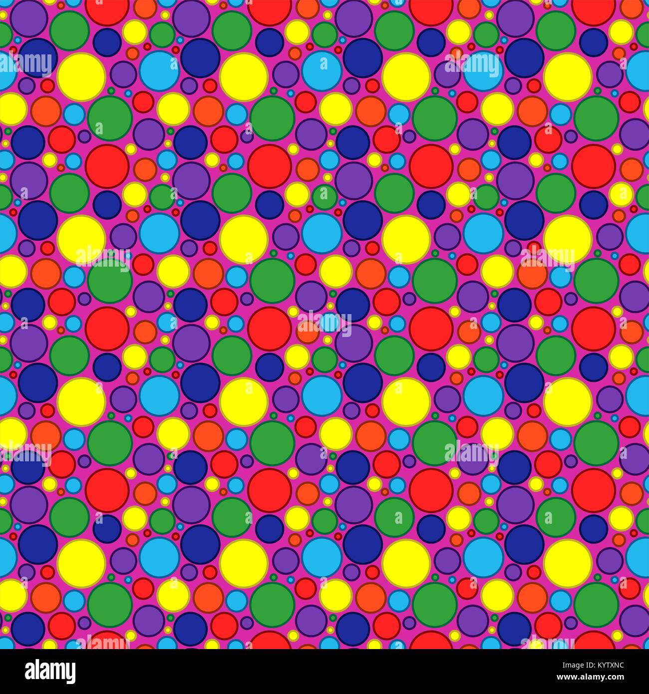 Seamless vector pattern with many colourful circles over pink ...