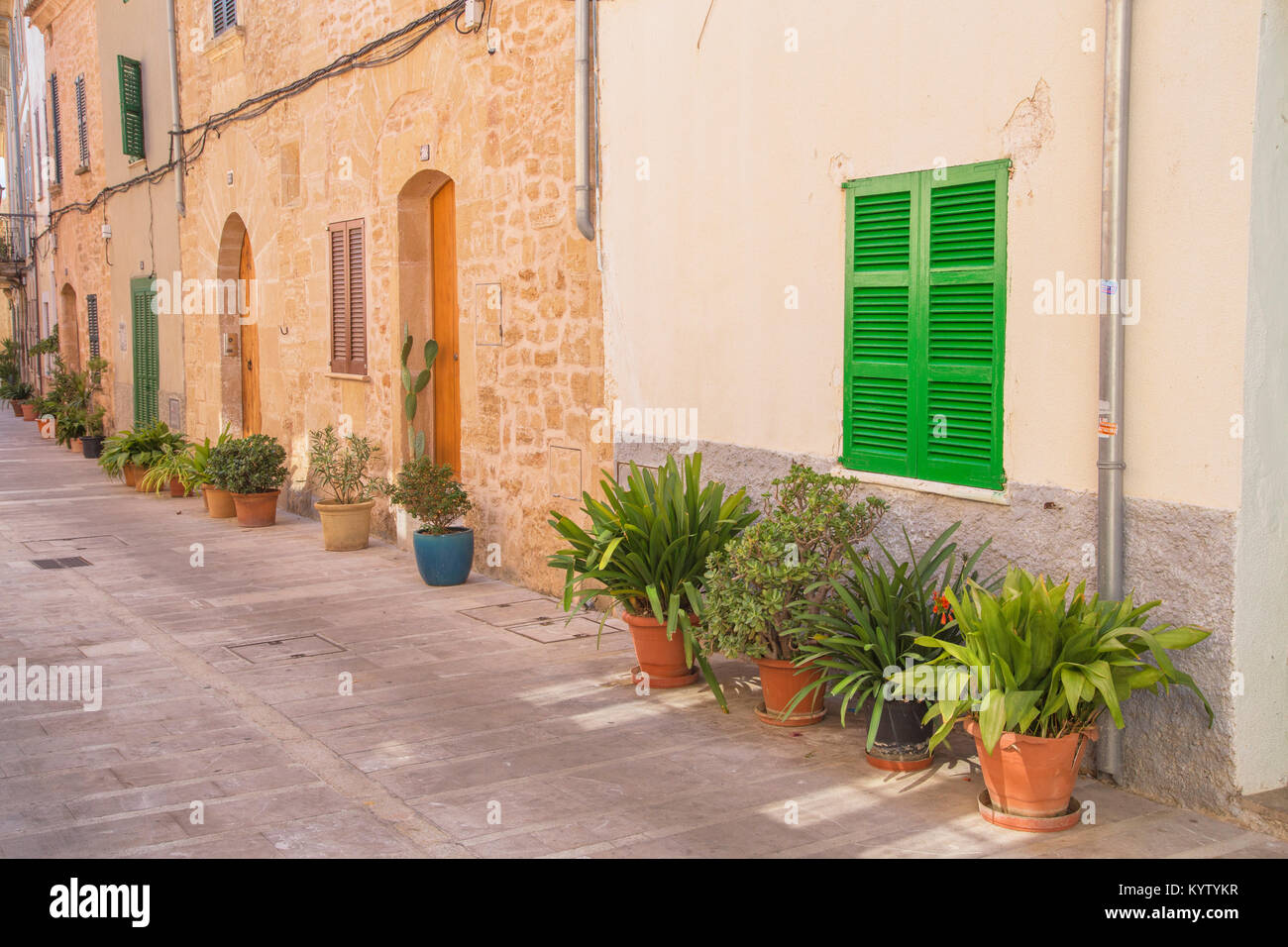 Alcudia old town streets, Alcudia, Mallorca, Balearic Islands, Spain, Europe Stock Photo