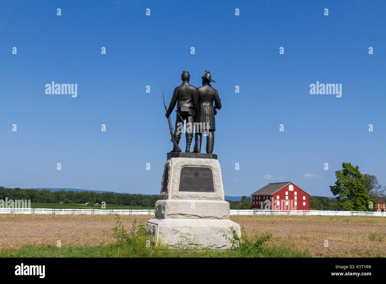 The 73rd New York Infantry Monument near the Peach Orchard, Gettysburg National Military Park, Pennsylvania, United States. Stock Photo