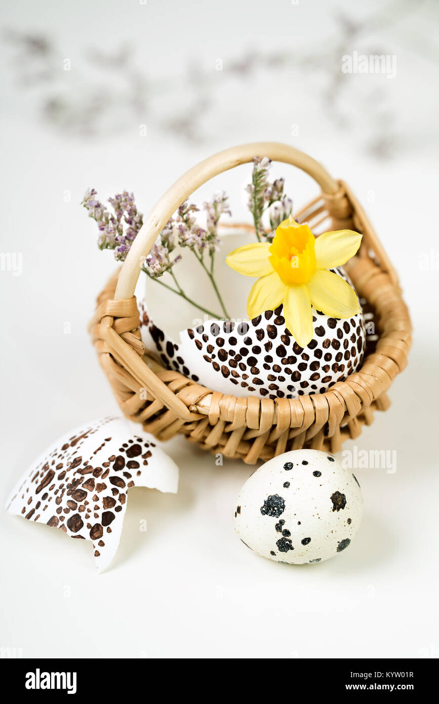 Easter decorations from natural objects on neutral background Stock ...