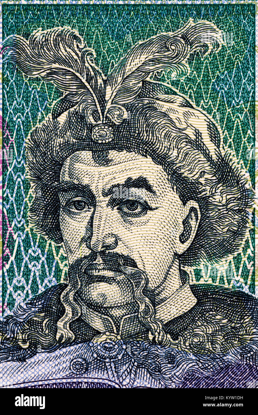 Bohdan Khmelnytsky portrait from old Ukrainian money Stock Photo