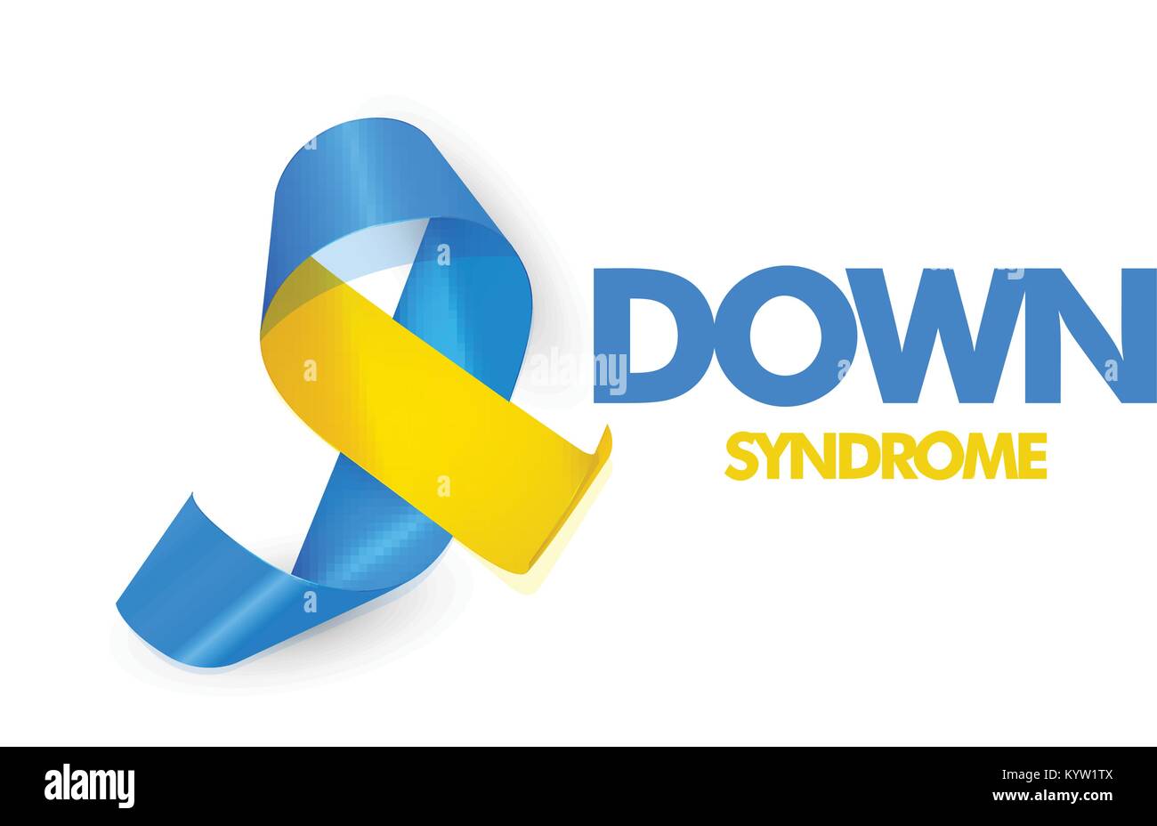 Blue and yellow ribbon with text for world down syndrome day vector ...