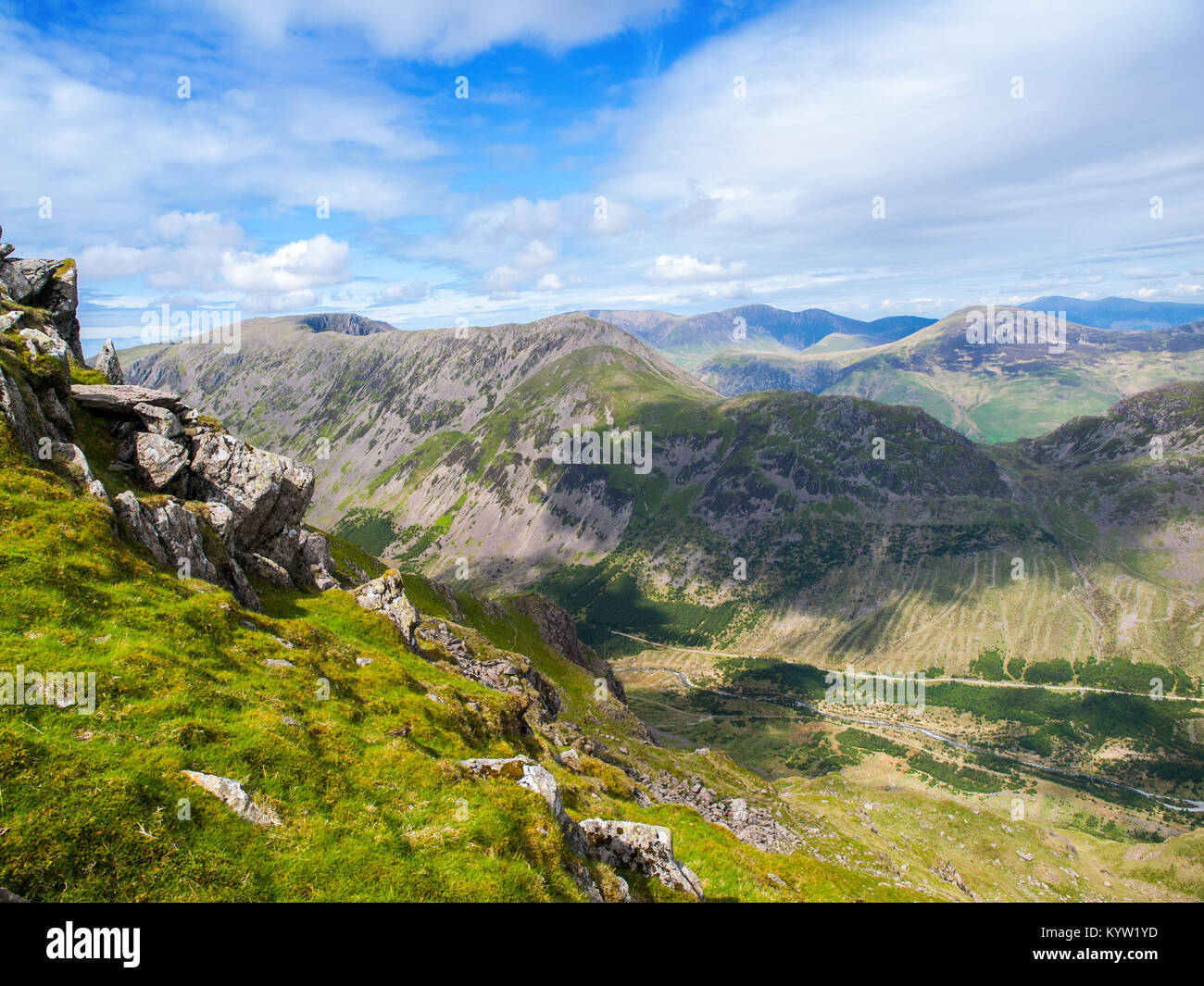 Ennerdale in the Lake District National Park, Scarth Gap and High Crag across the valley, Stock Photo