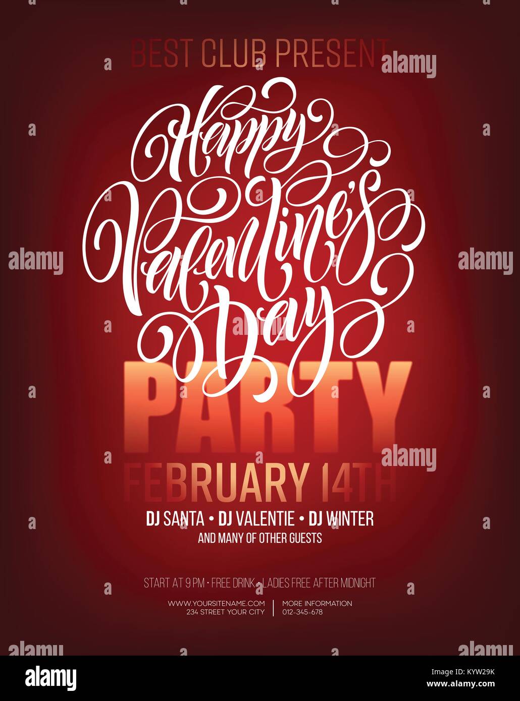 Poster of valentine day in modern style. Vector illustration Stock Vector