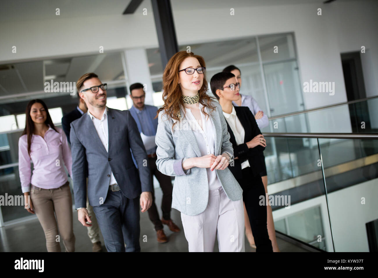 Happy office people suit hi-res stock photography and images - Alamy