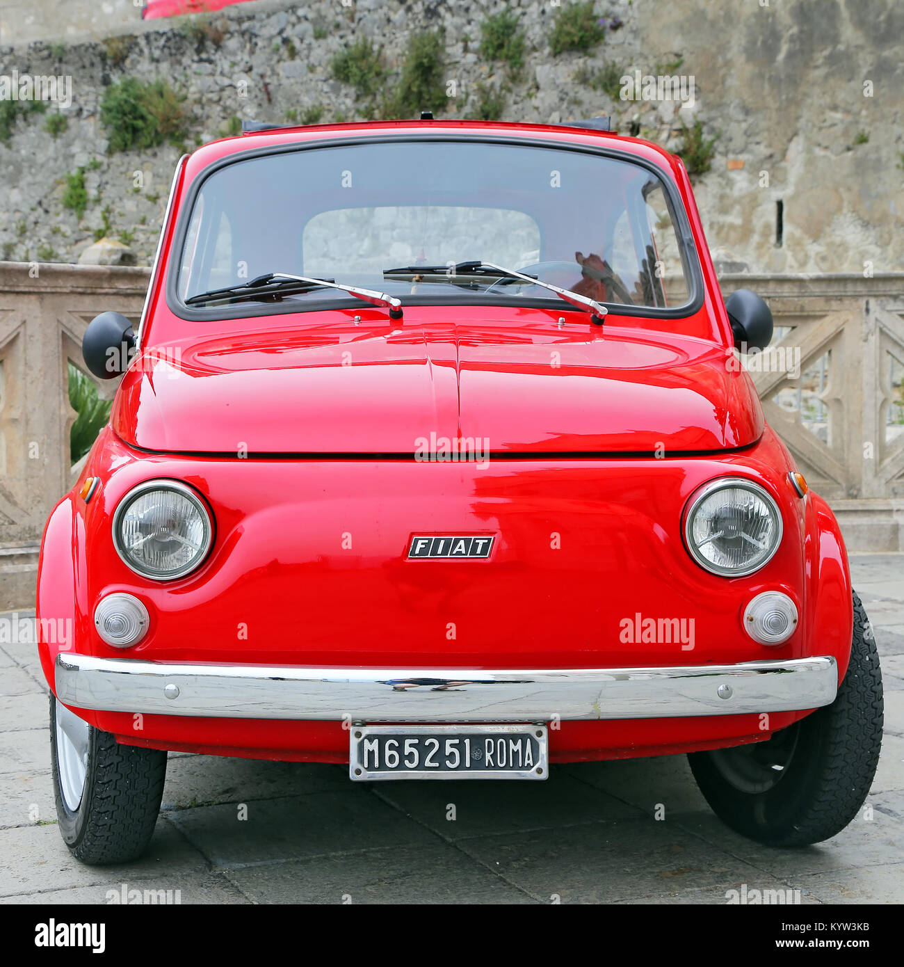 GAETA ITALY JUNE 25 2016 Fiat 500 On The Street In The Center Of