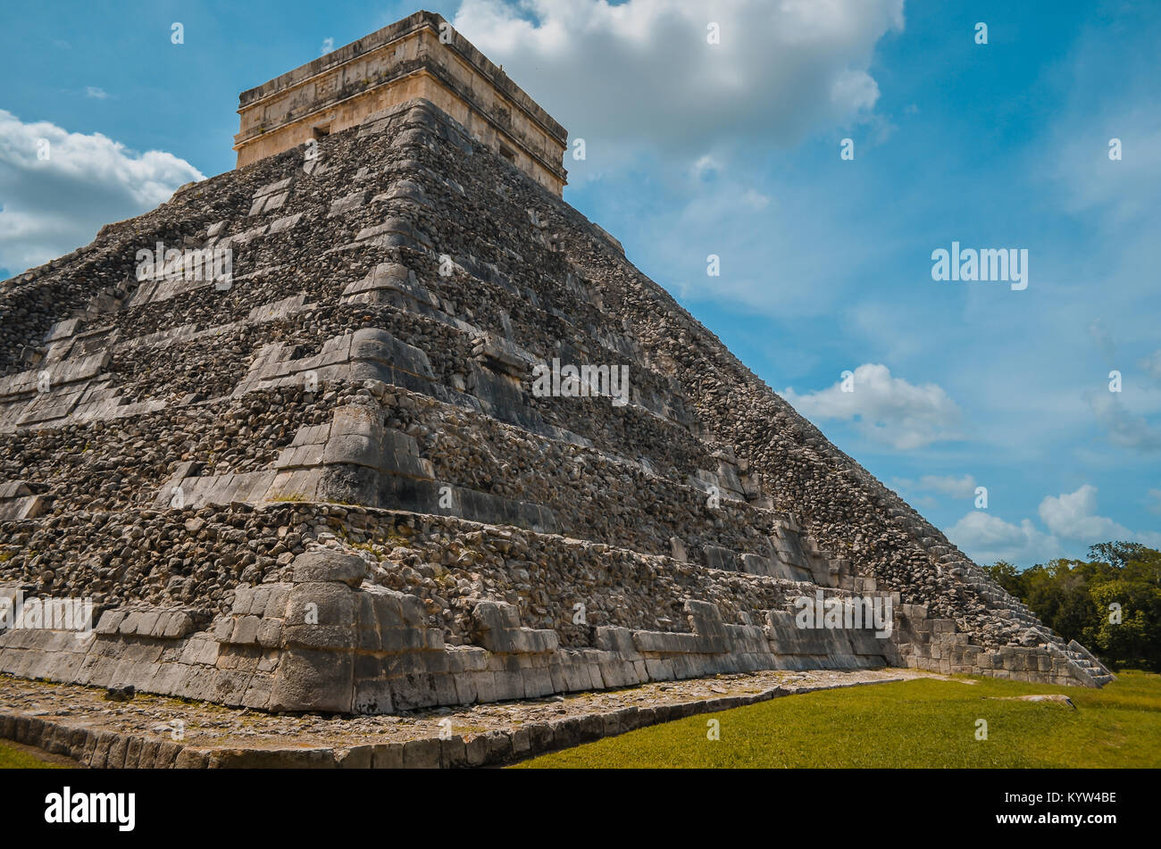 Pyramid of Chichen Itza, Mayan civilization one of the most visited archaeological sites in Mexico. About 1.2 million tourists visit the ruis Stock Photo