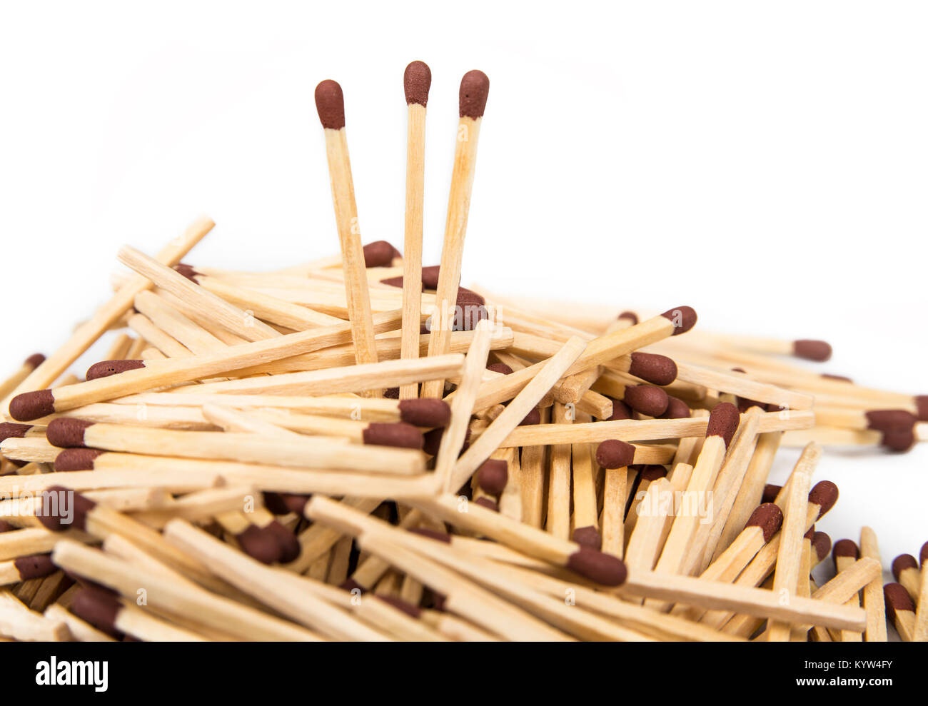 Match sticks with brown heads in stacks .  Matches texture background Stock Photo