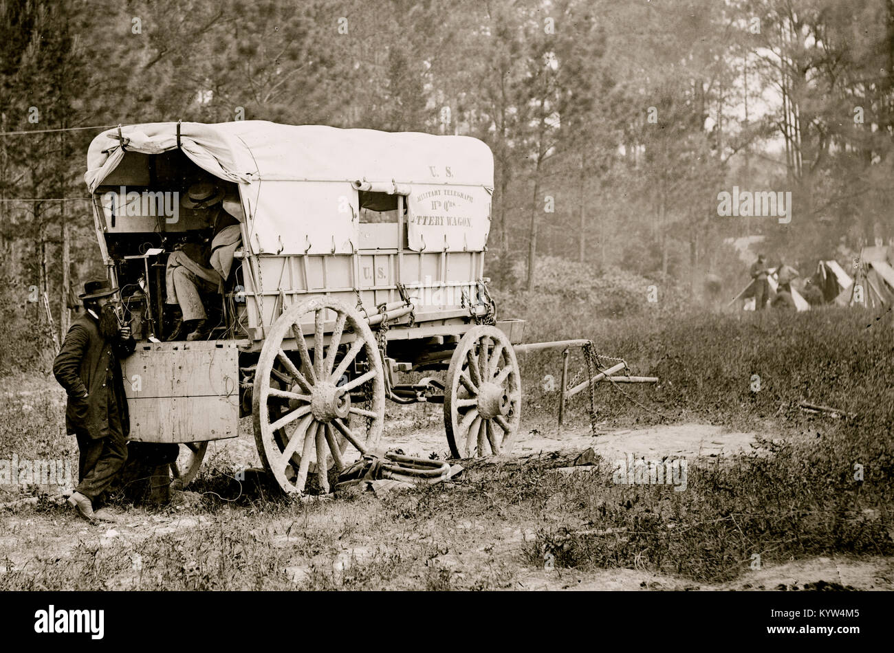 Petersburg, Va. U.S. Military Telegraph battery wagon, Army of the Potomac headquarters Stock Photo