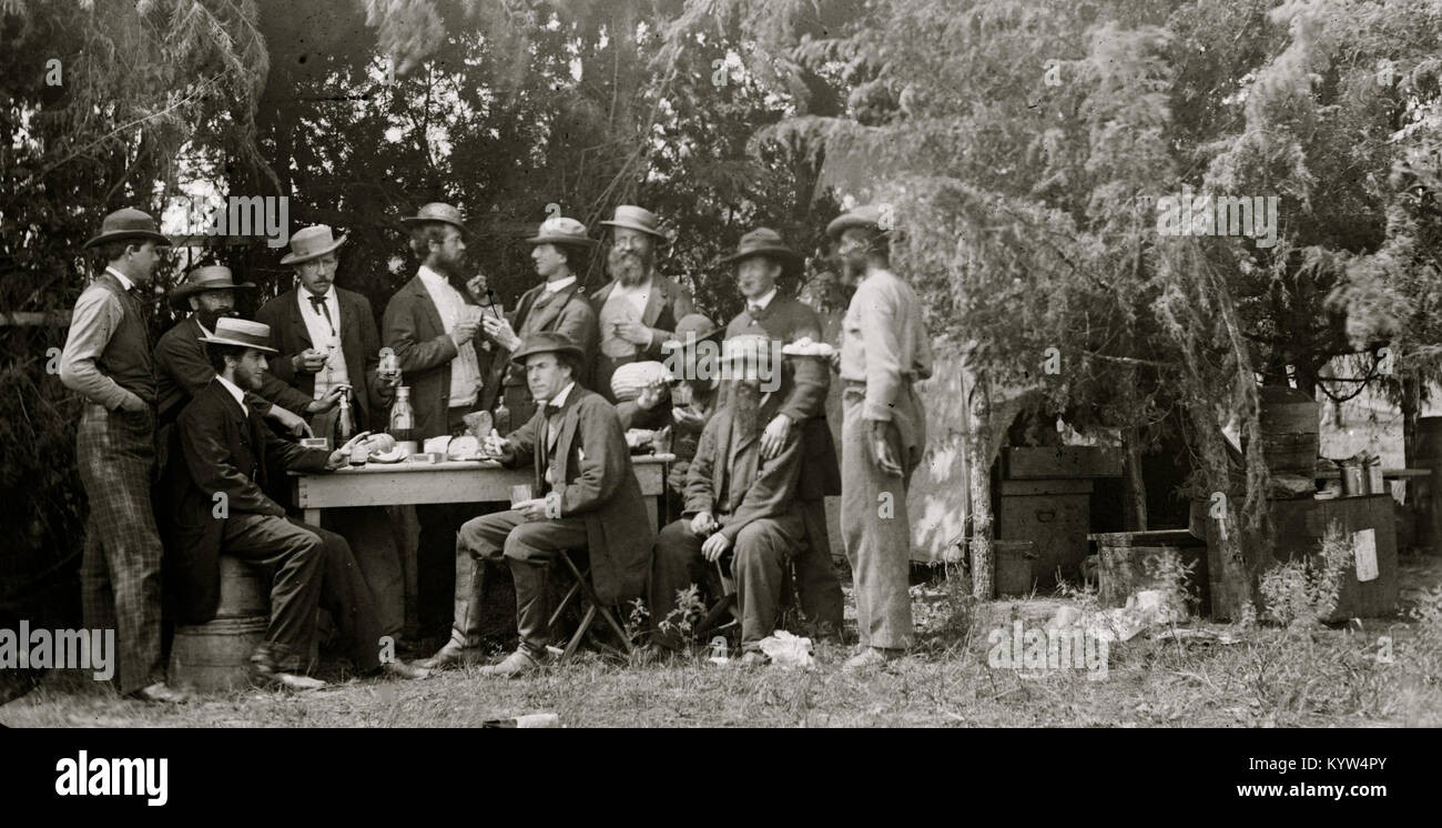 Petersburg, Virginia. Group at Telegraphic Corps quarters. Headquarters, Army of the Potomac Stock Photo