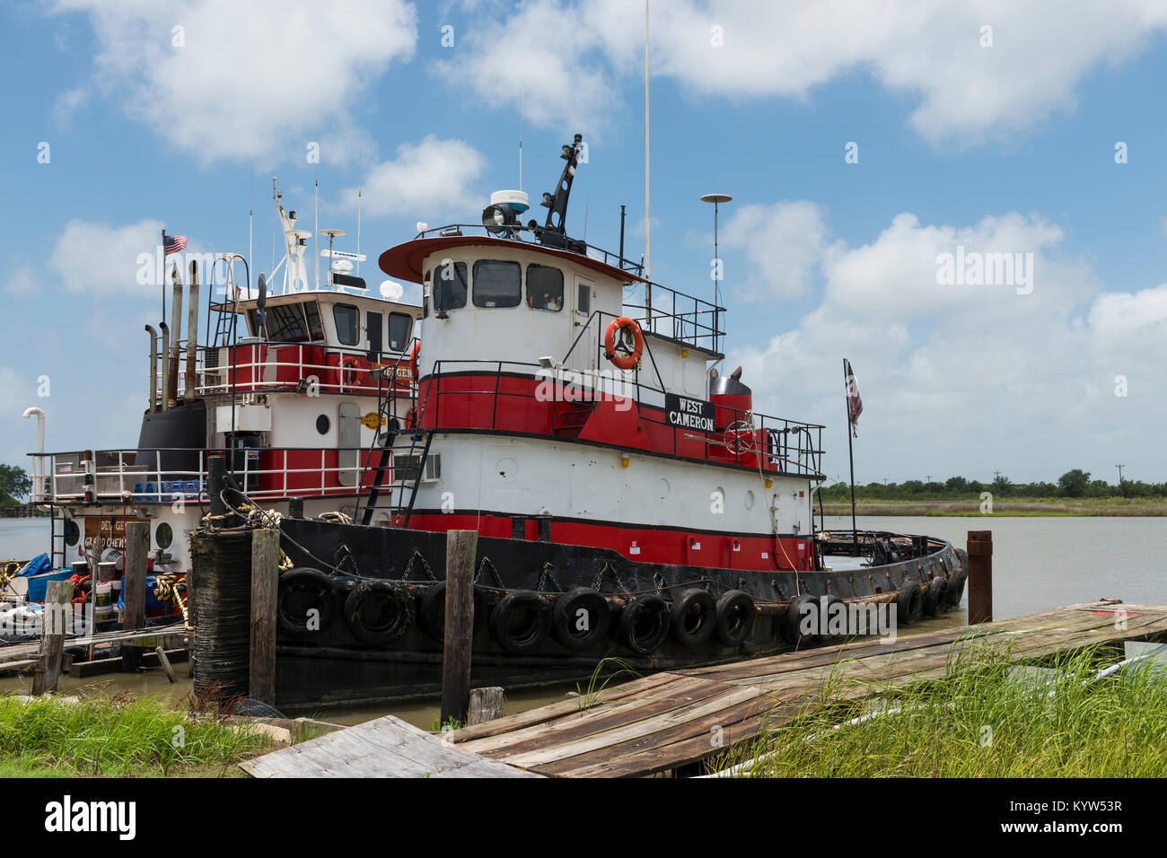 Lake Charles, Louisiana June 15, 2014 An old and rusty tugboat at
