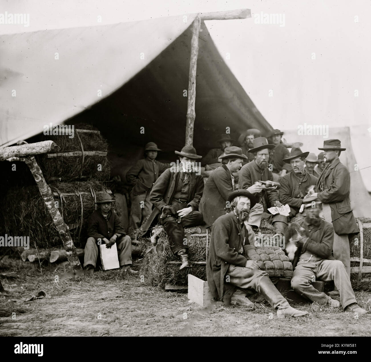 Petersburg, Va. Group of the quartermaster department, 1st Division, 9th Corps, at leisure Stock Photo