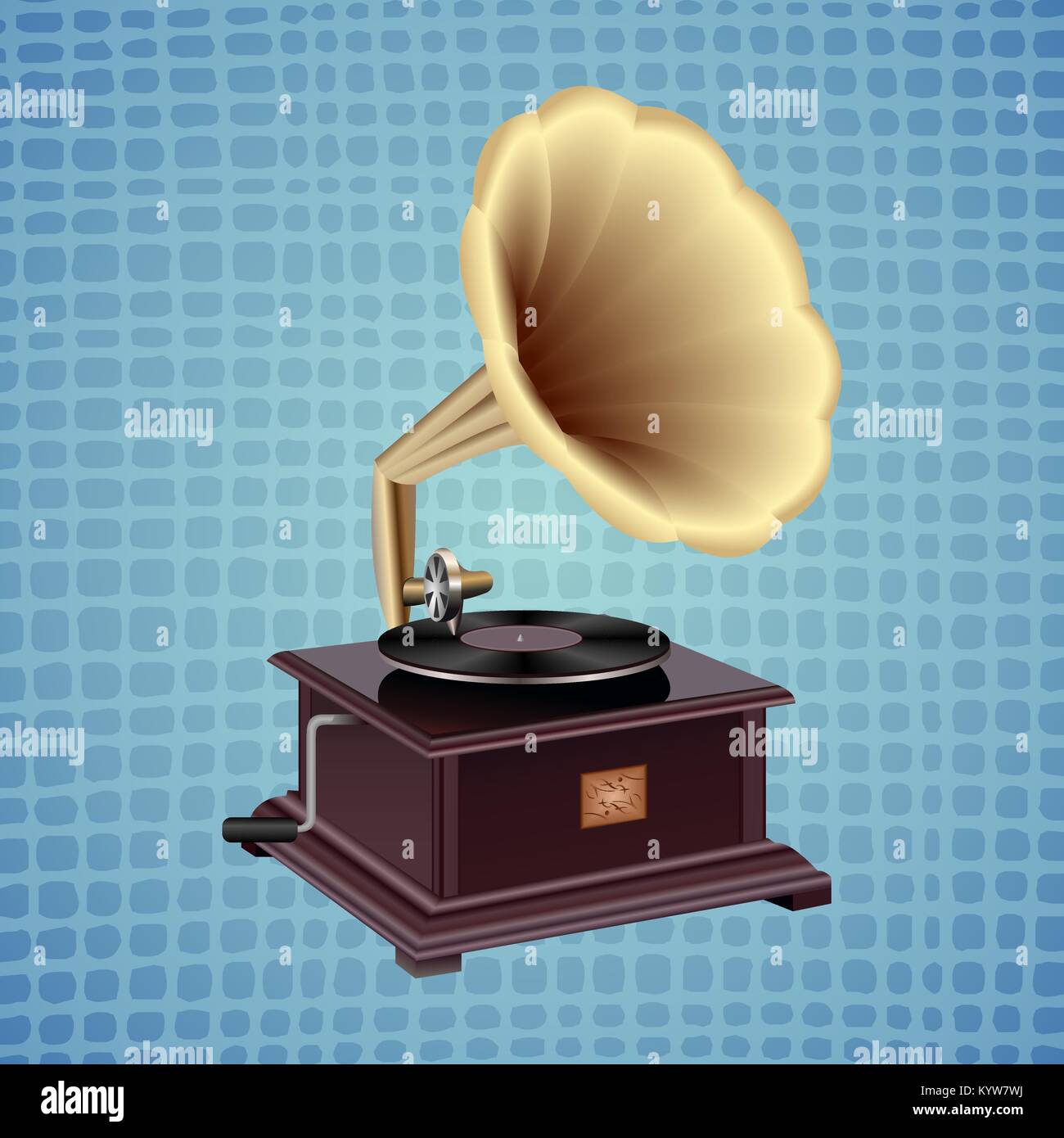 Gramophone on a blue background Stock Vector
