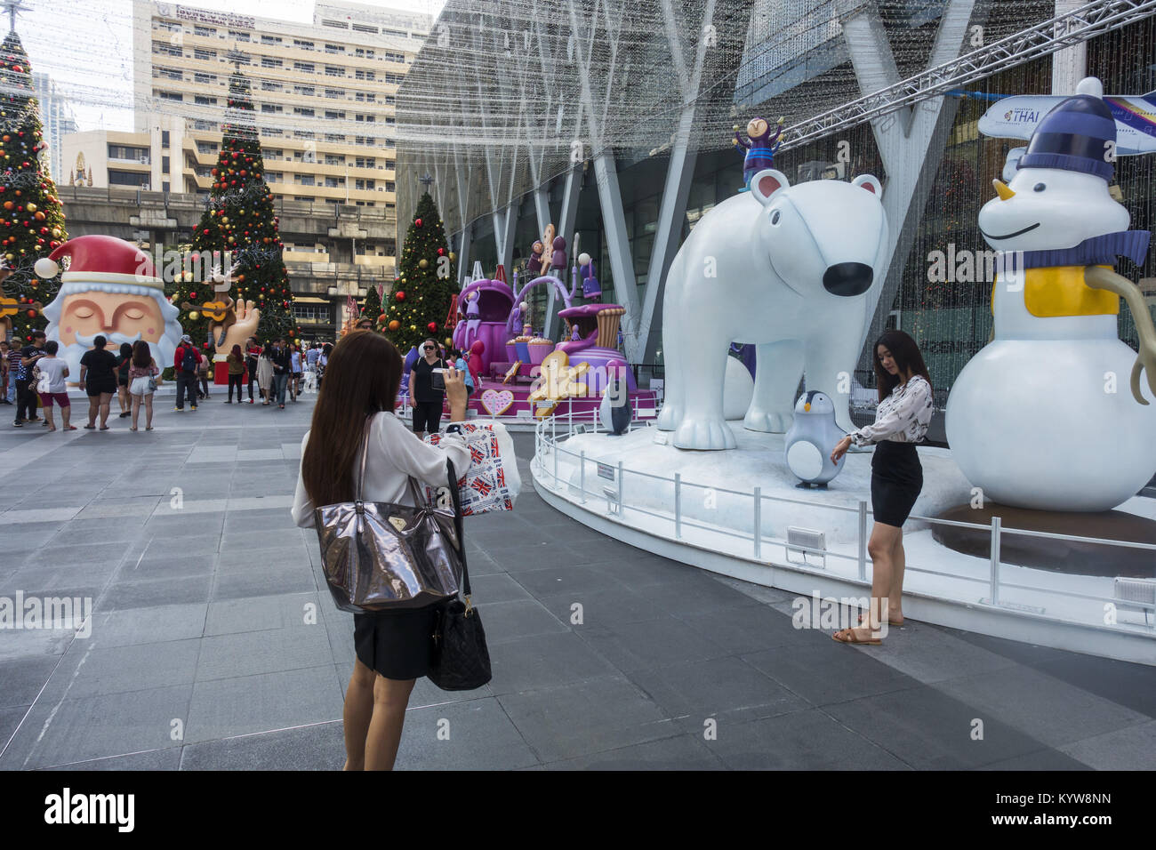 Bangkok Thailand, Central World shopping mall decorated for Christmas Stock Photo