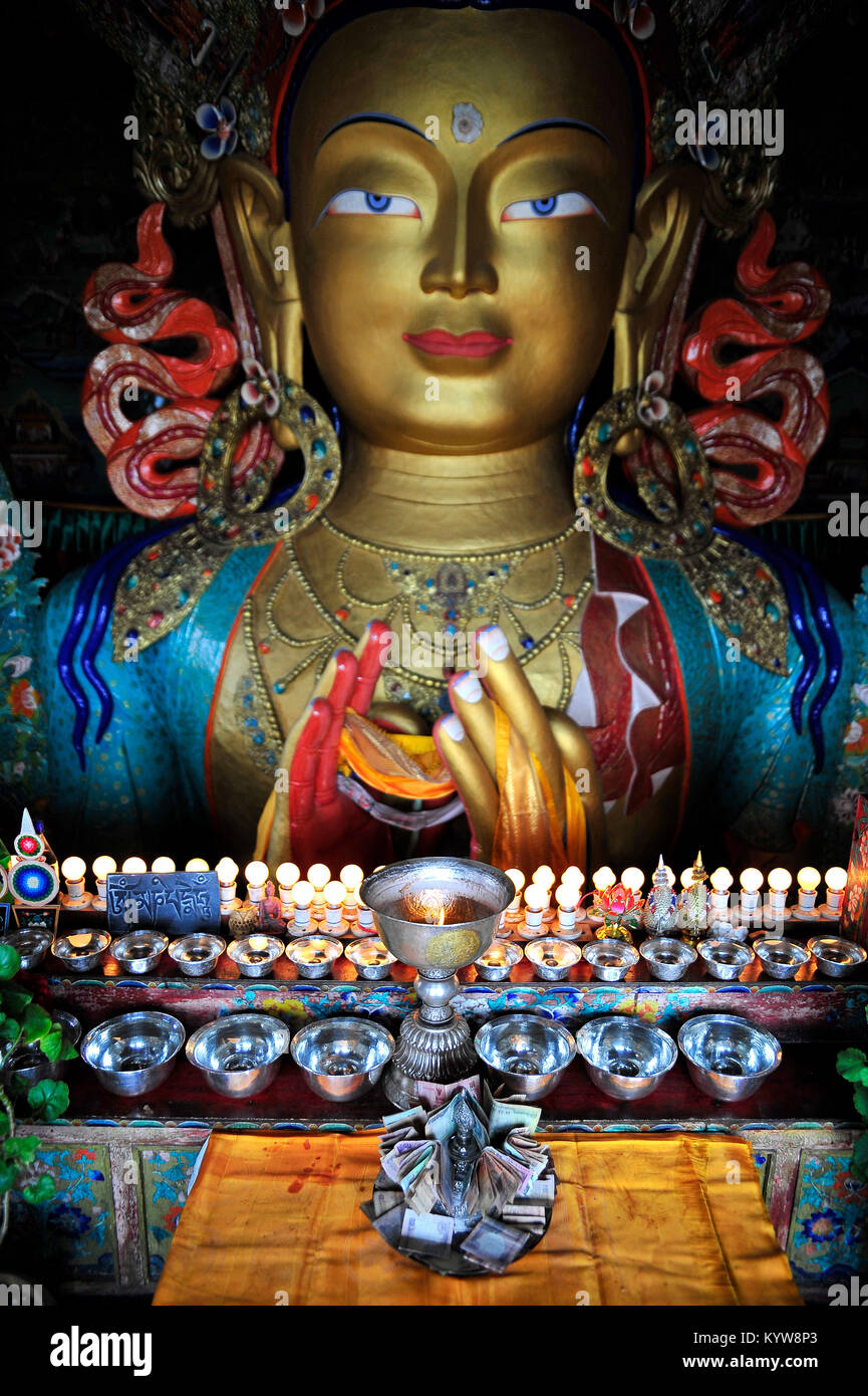 Tibetan Buddhism, Buddha Maitreya - Hemis gompa, Ladakh, India Stock Photo