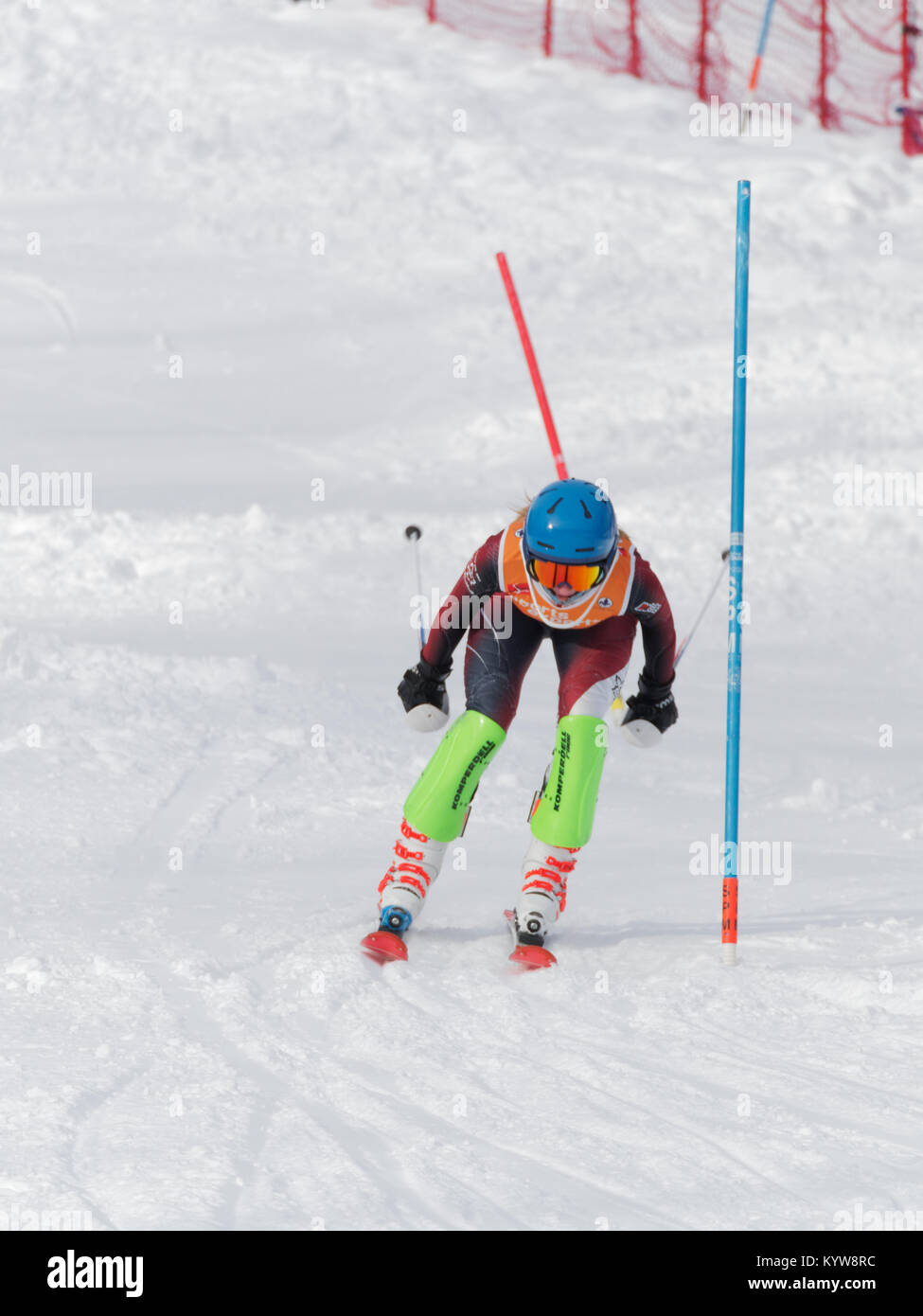 Val Saint-Come,Canada 1/13/2018.Sara Tessier of Canada forthe Saint-Sauveur ski club competes  at the Super Serie Sports Experts women's slalom event Stock Photo