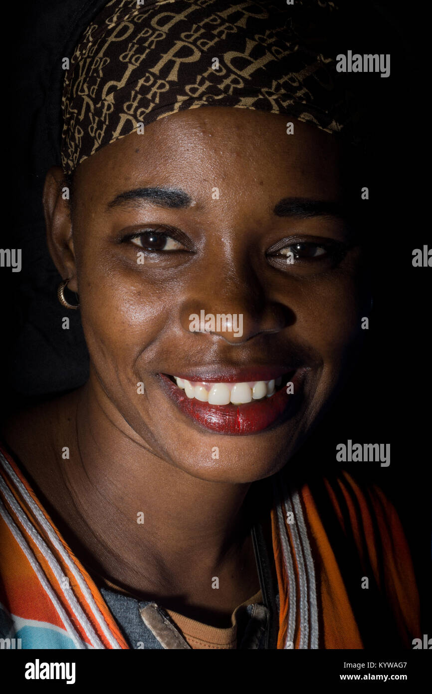A headshot portrait of a woman in Gambia Stock Photo