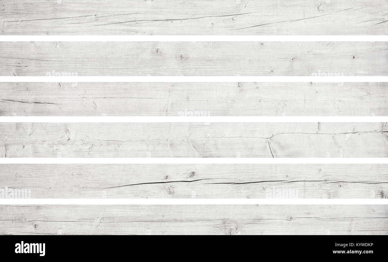 Old white wooden planks isolated on white background Stock Photo