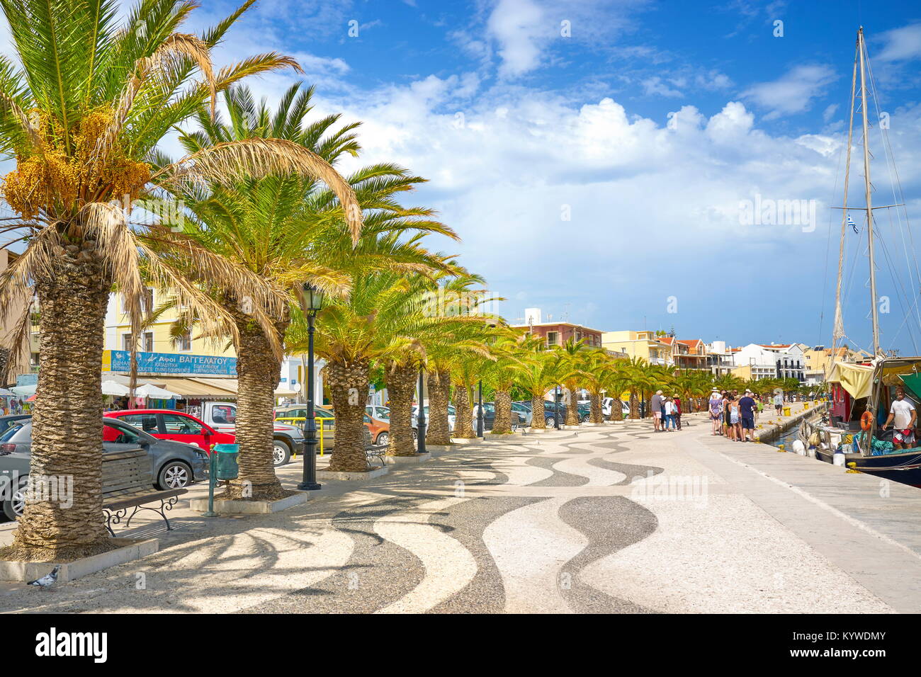 Promenade at Argostoli town, Kefalonia Island, Greece Stock Photo