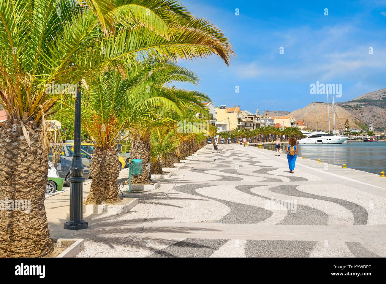 Promenade at Argostoli town, Kefalonia Island, Greece Stock Photo