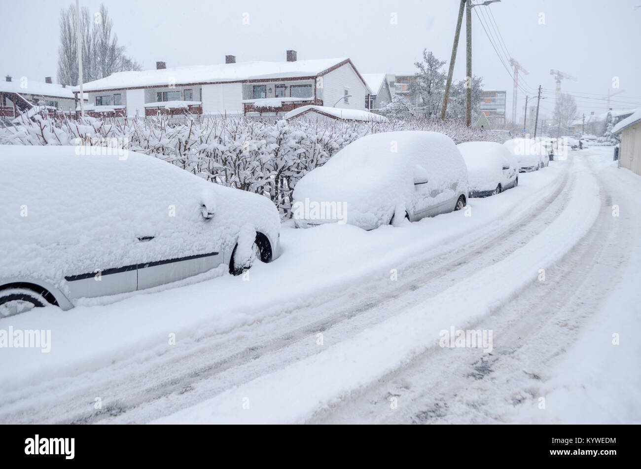 Oslo, Norway. 16th Jan, 2018. Weather Oslo under snow second day of
