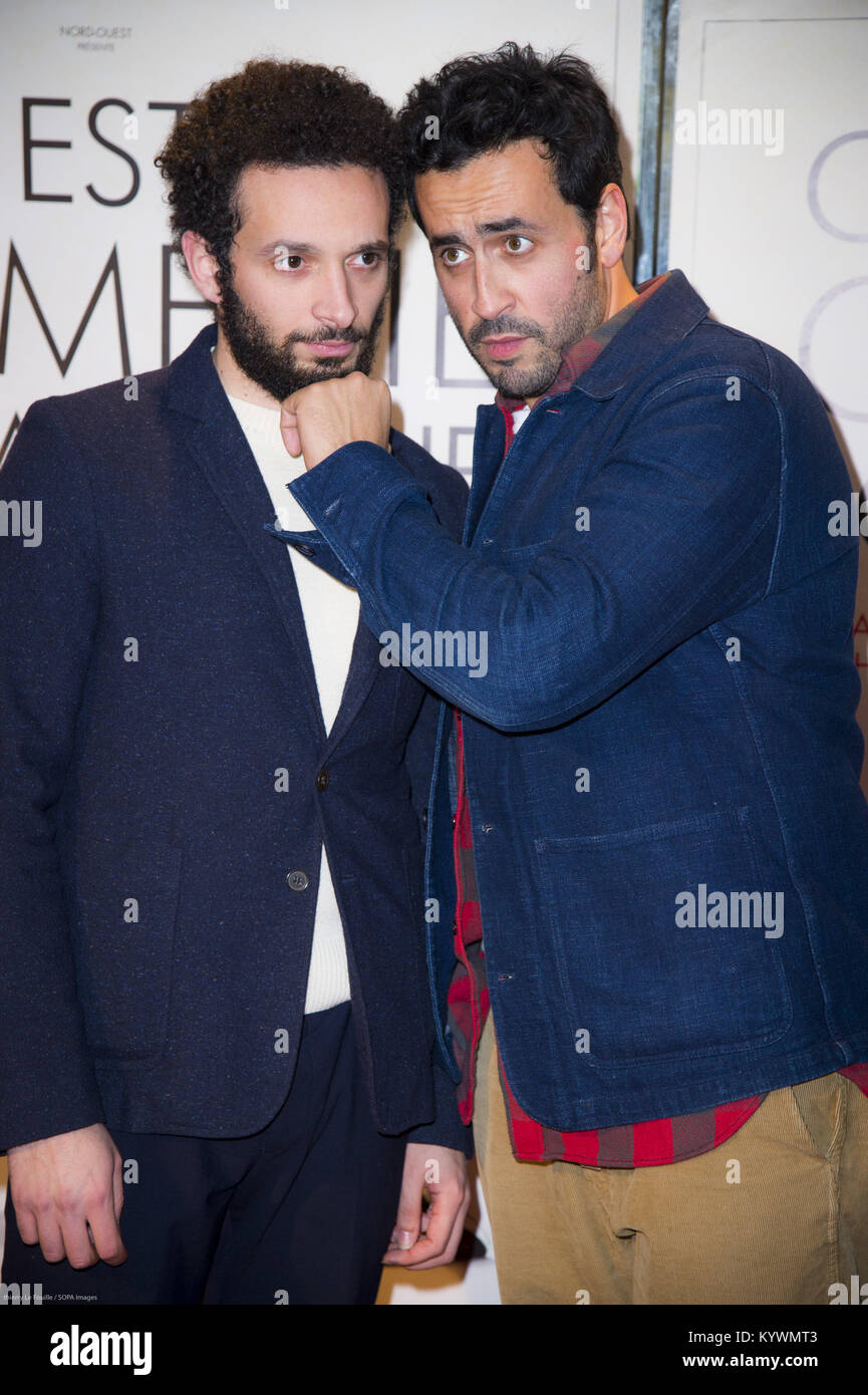 Paris, Ile de France, France. 16th Jan, 2018. French actors William Lebghil and Jonathan Cohen at the premiere ''Ami Ami'' in the cinema ugc cine cite les halles. Credit: Thierry Le Fouille/SOPA/ZUMA Wire/Alamy Live News Stock Photo