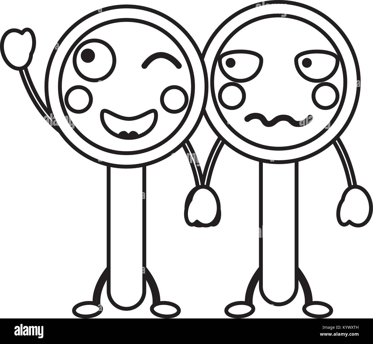 funny two magnifying glass cartoon kawaii Stock Vector Image & Art - Alamy