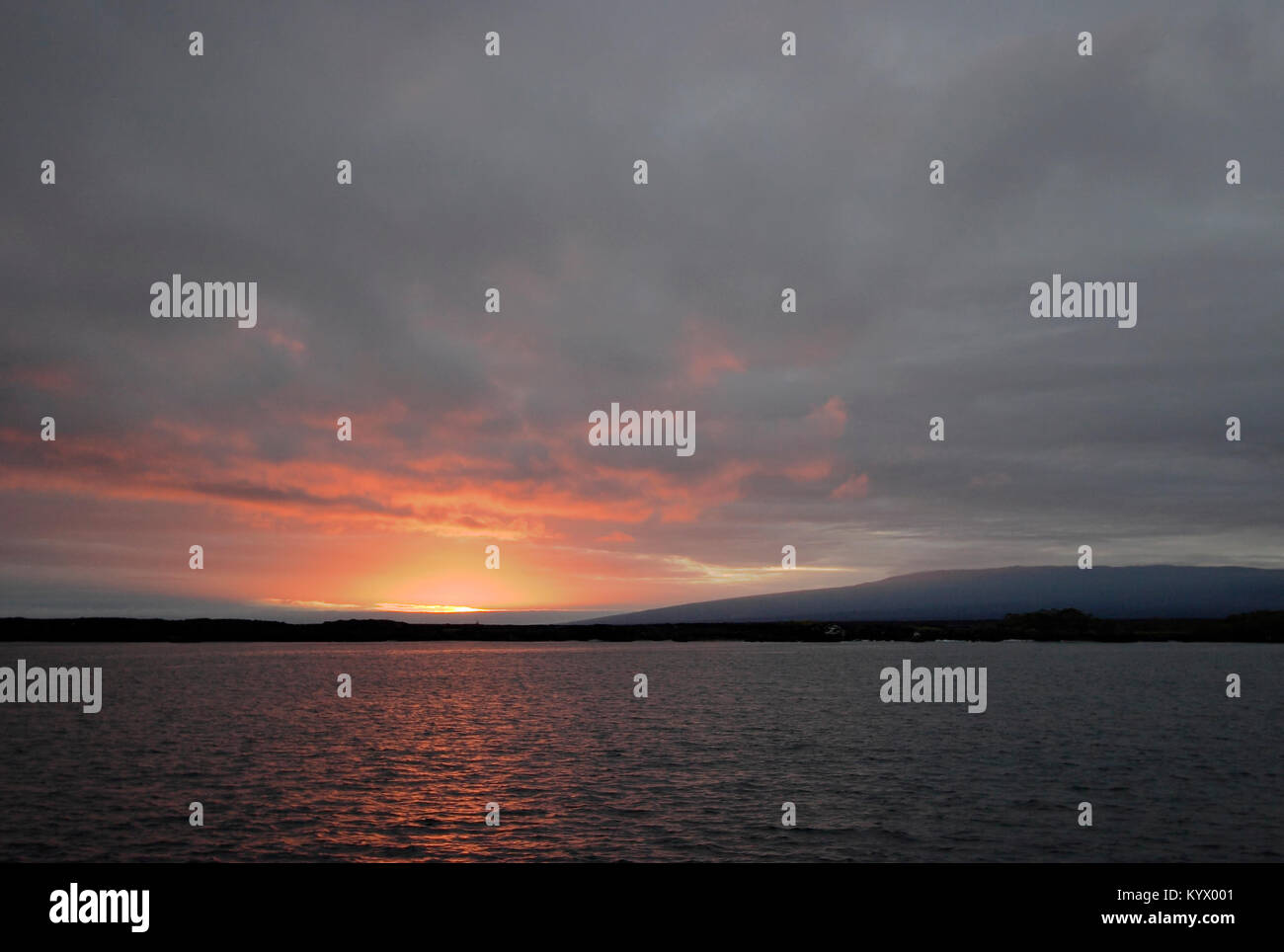 Sunset, Punta Moreno, Isabela island, Galapagos Islands, Ecuador Stock
