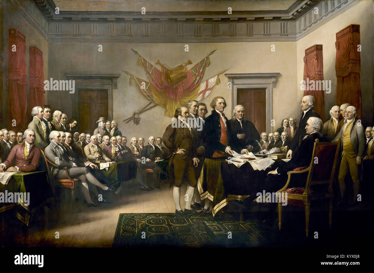 The Committee of Five of the Second Continental Congress was a team of five men who drafted and presented to the Congress what would become America's Declaration of Independence of July 4, 1776. This Declaration committee operated from June 11, 1776 until July 5, 1776, the day on which the Declaration was published. Stock Photo