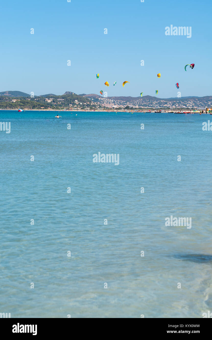 Beautiful beach French Riviera with blue water and white sand, vacation destination Stock Photo