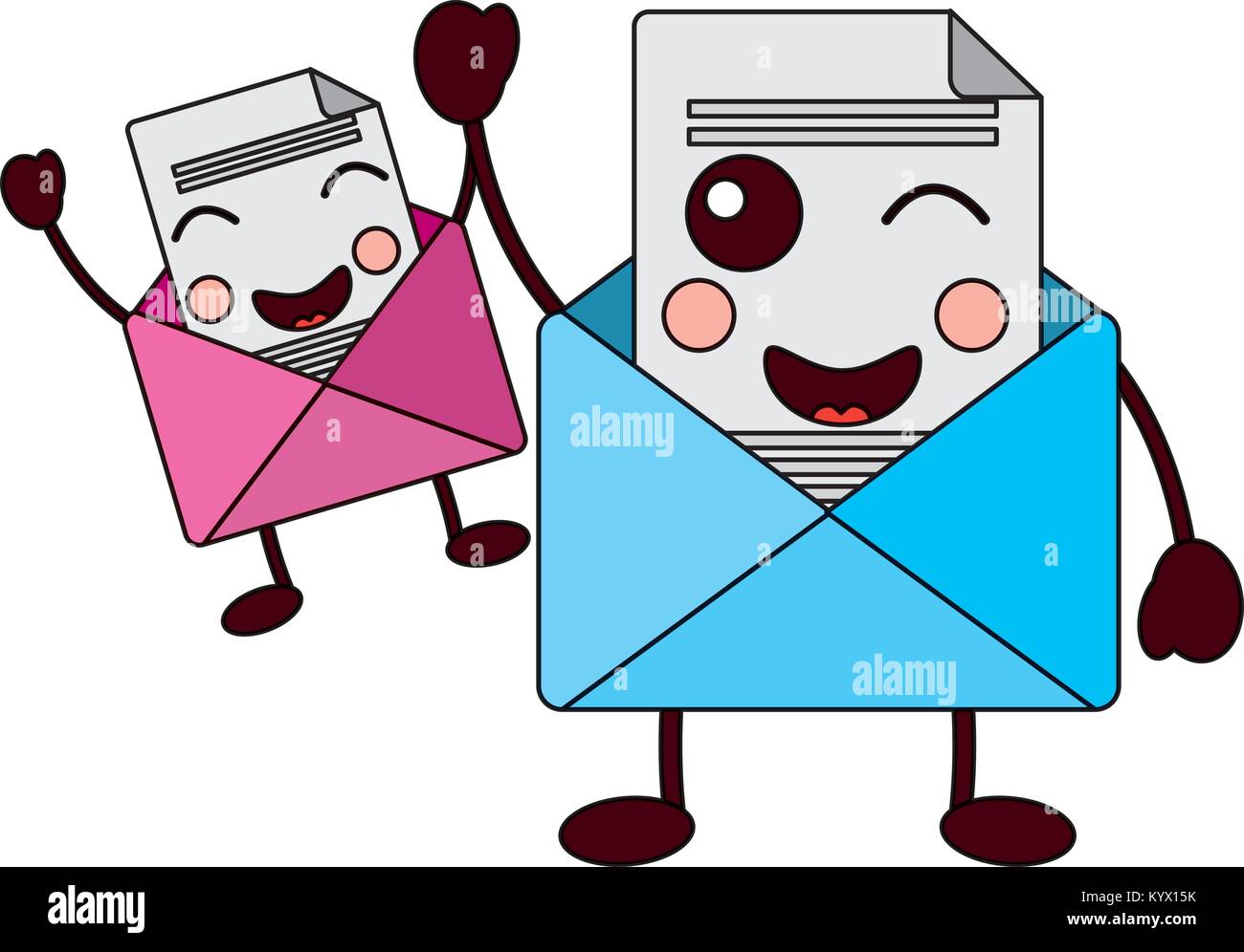 Kawaii Pair Email Envelope Cartoon Characters Stock Vector Image And Art