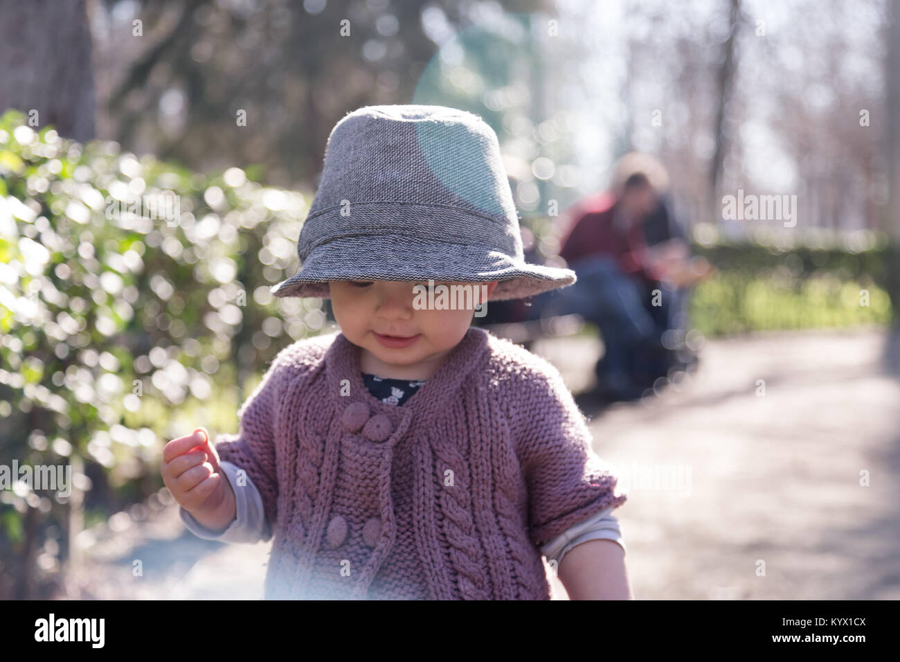 The first steps of the kid in the big world. Stock Photo