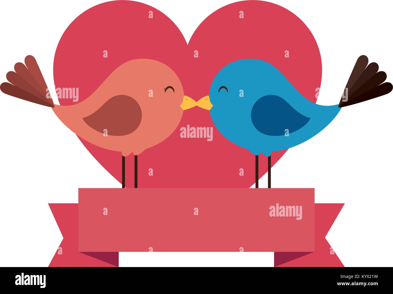 cute birds with hearts vector illustration design Stock Vector