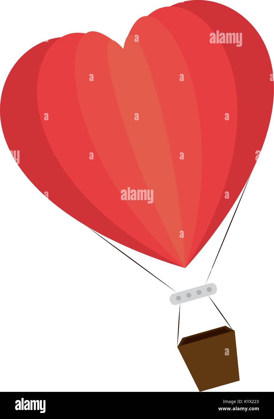 romantic travel in balloon air hot with heart shaped vector ...