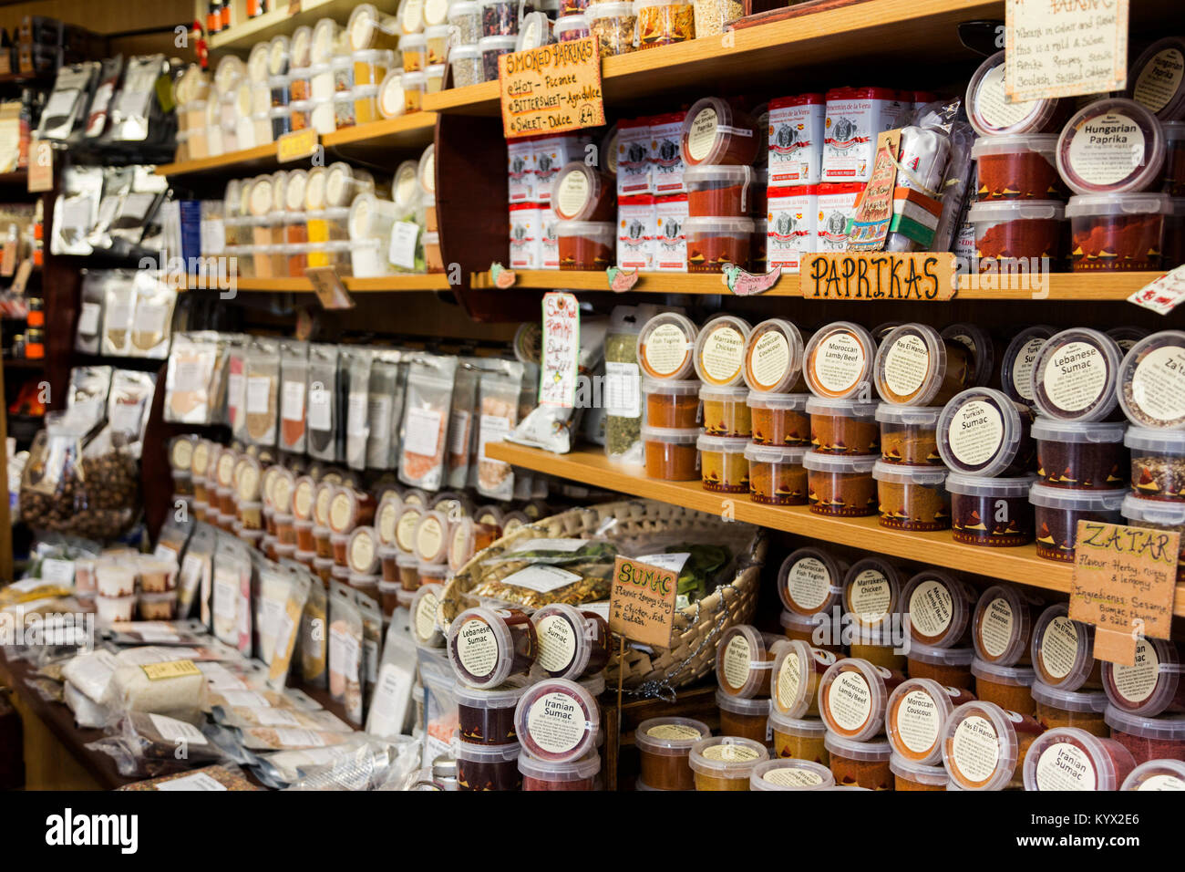 Spices on sale at the Spice Mountain shop at Borough Market, London, England, United Kingdom