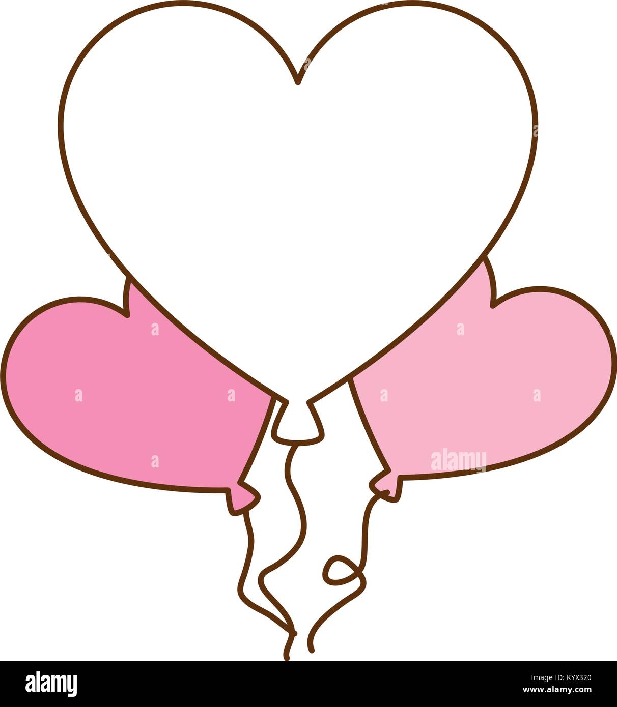 balloons air with hearts shaped vector illustration design Stock Vector ...
