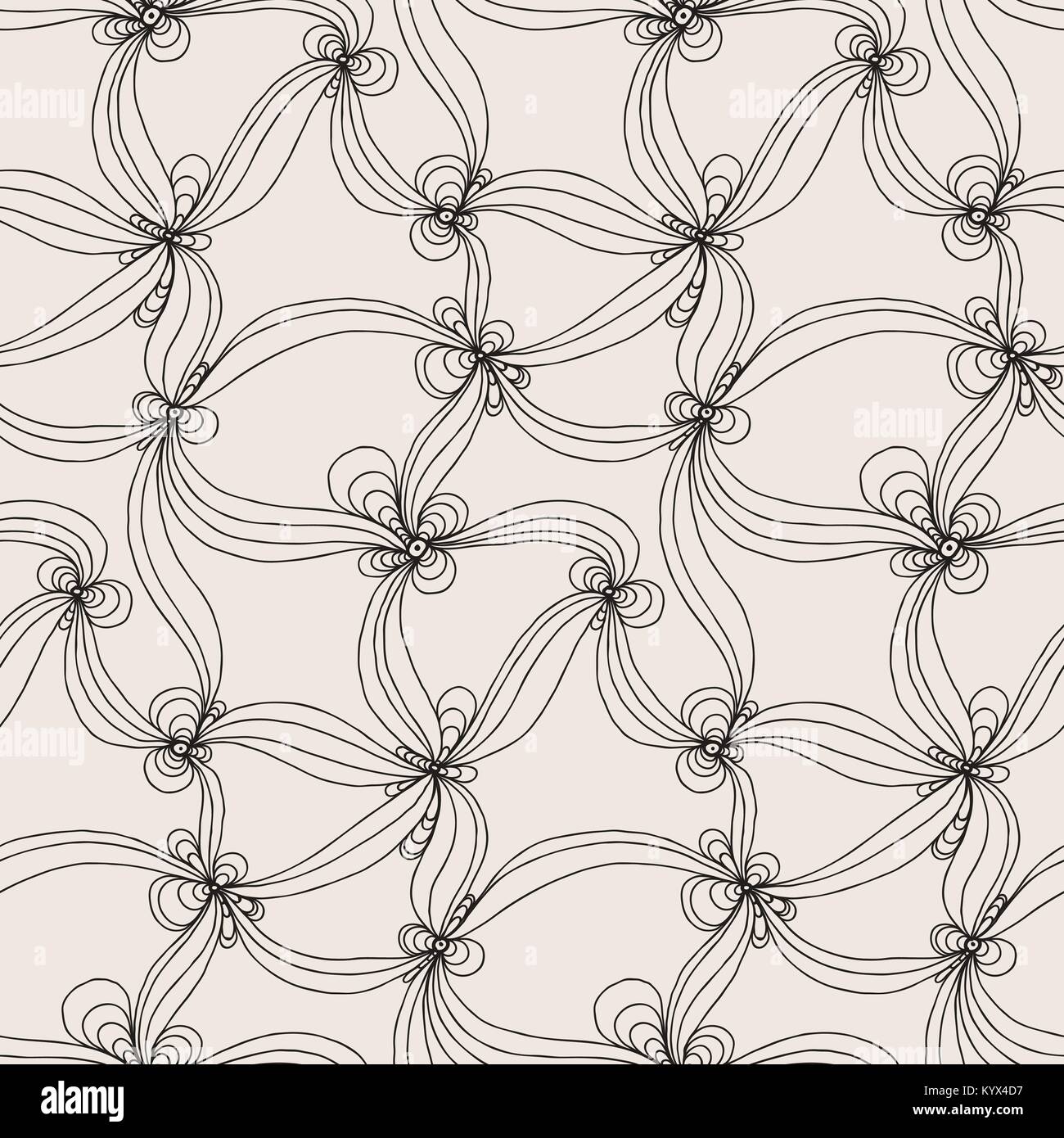 Vector doodle seamless pattern with ink brush or pen strokes. Abstract ...
