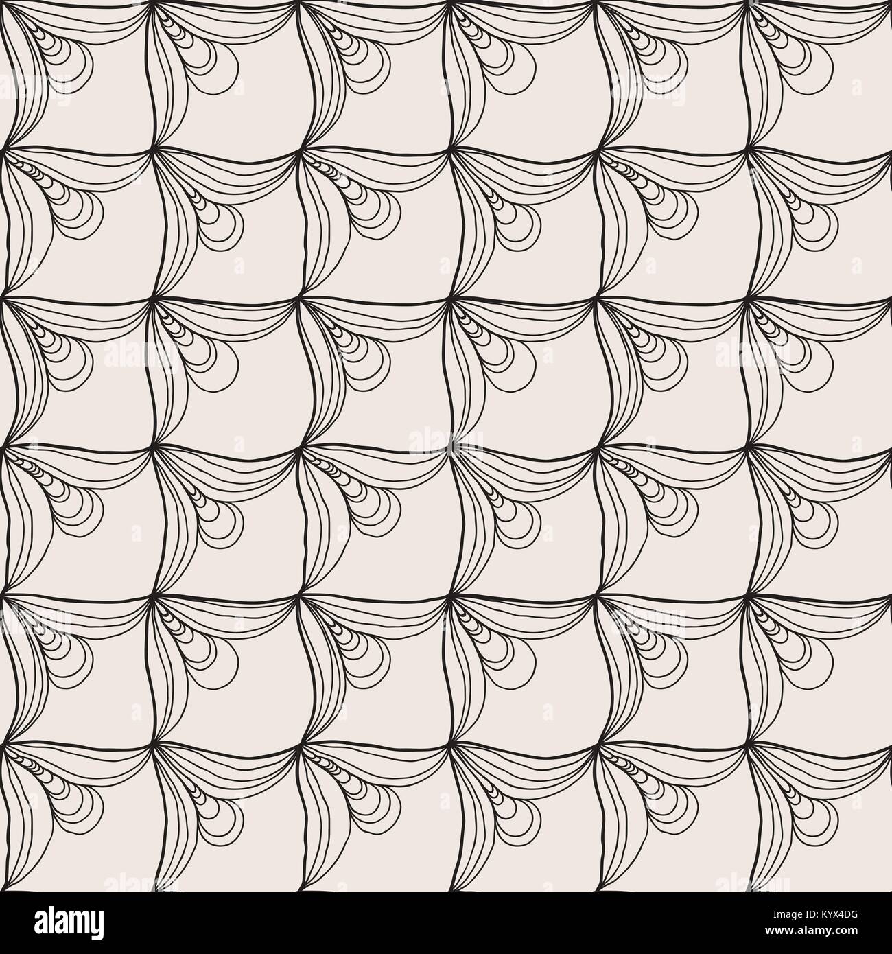 Vector doodle seamless pattern with ink brush or pen strokes. Abstract ...