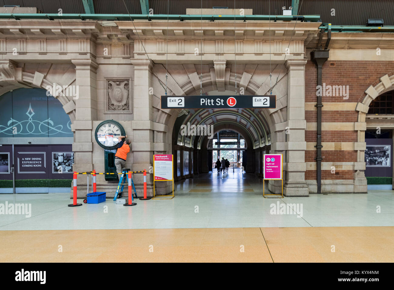 Exit of Pitt St, Interior of Grand Concourse, Central Station, Sydney, NSW, Australia Stock Photo