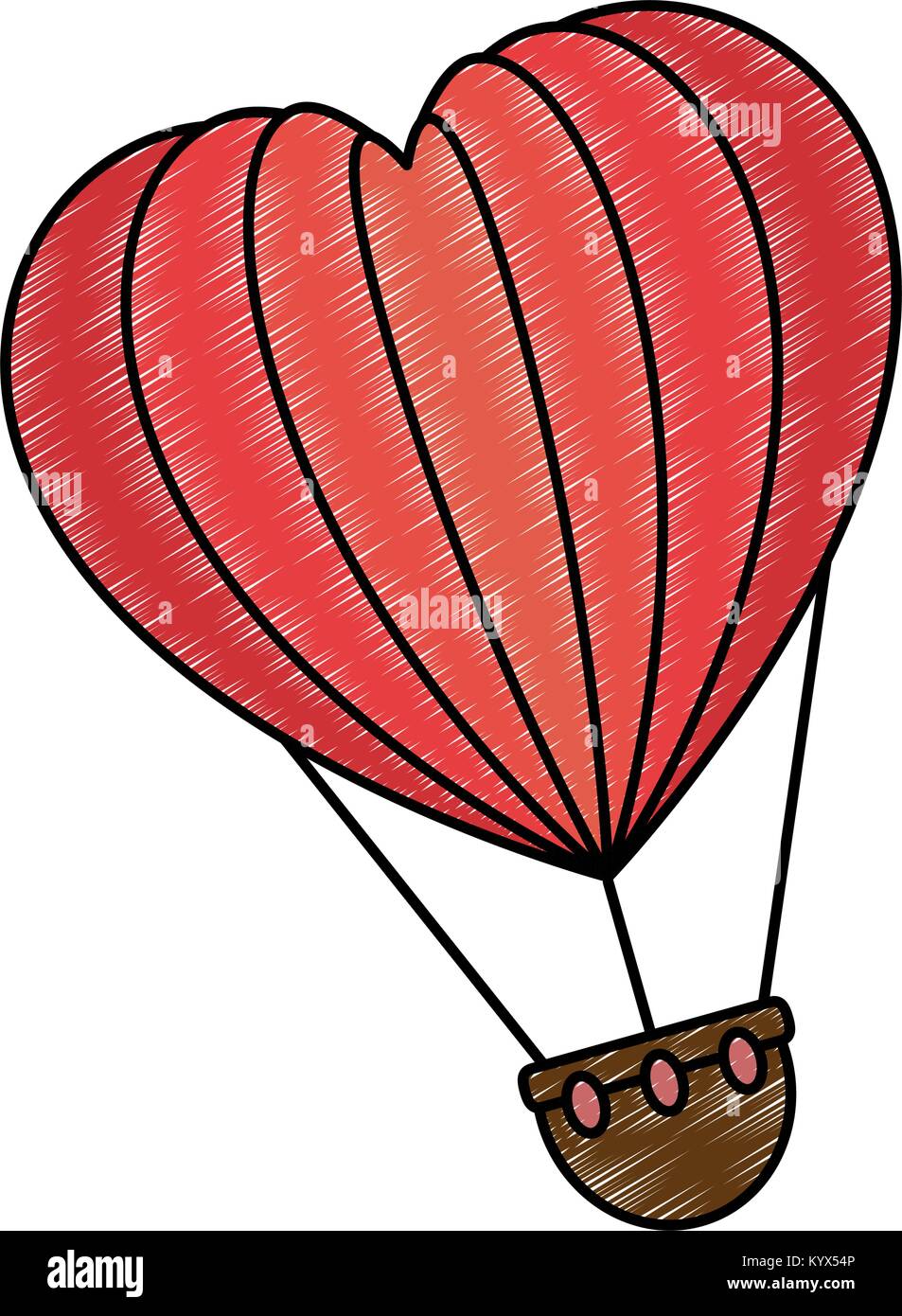 romantic travel in balloon air hot with heart shaped vector ...