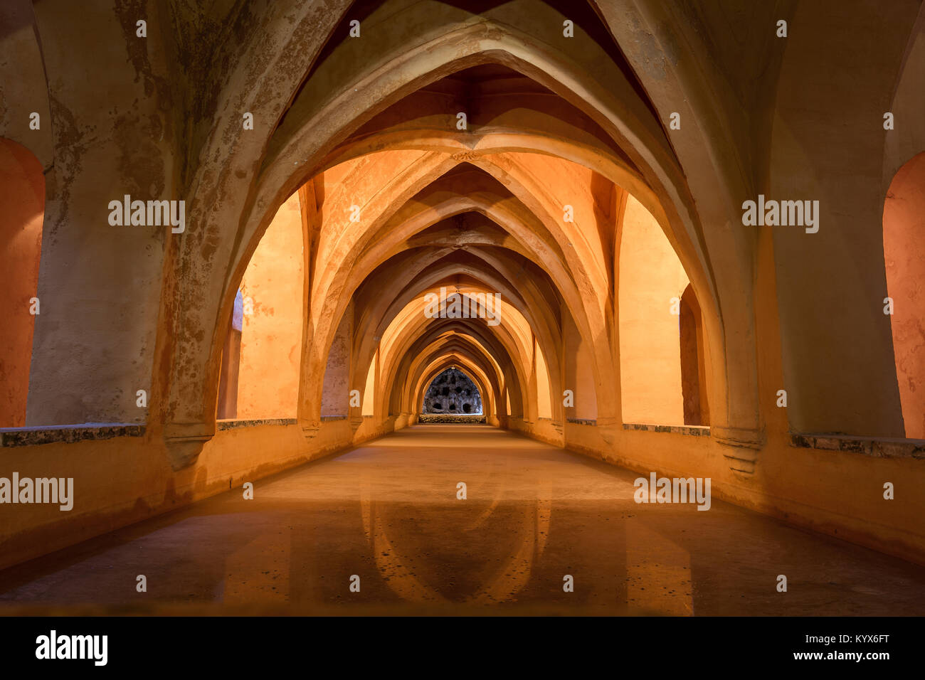 Banos de Dona Maria de Padilla, the Bath of Dona Maria de Padilla, Moorish King's Palace of Real Alcazar Stock Photo