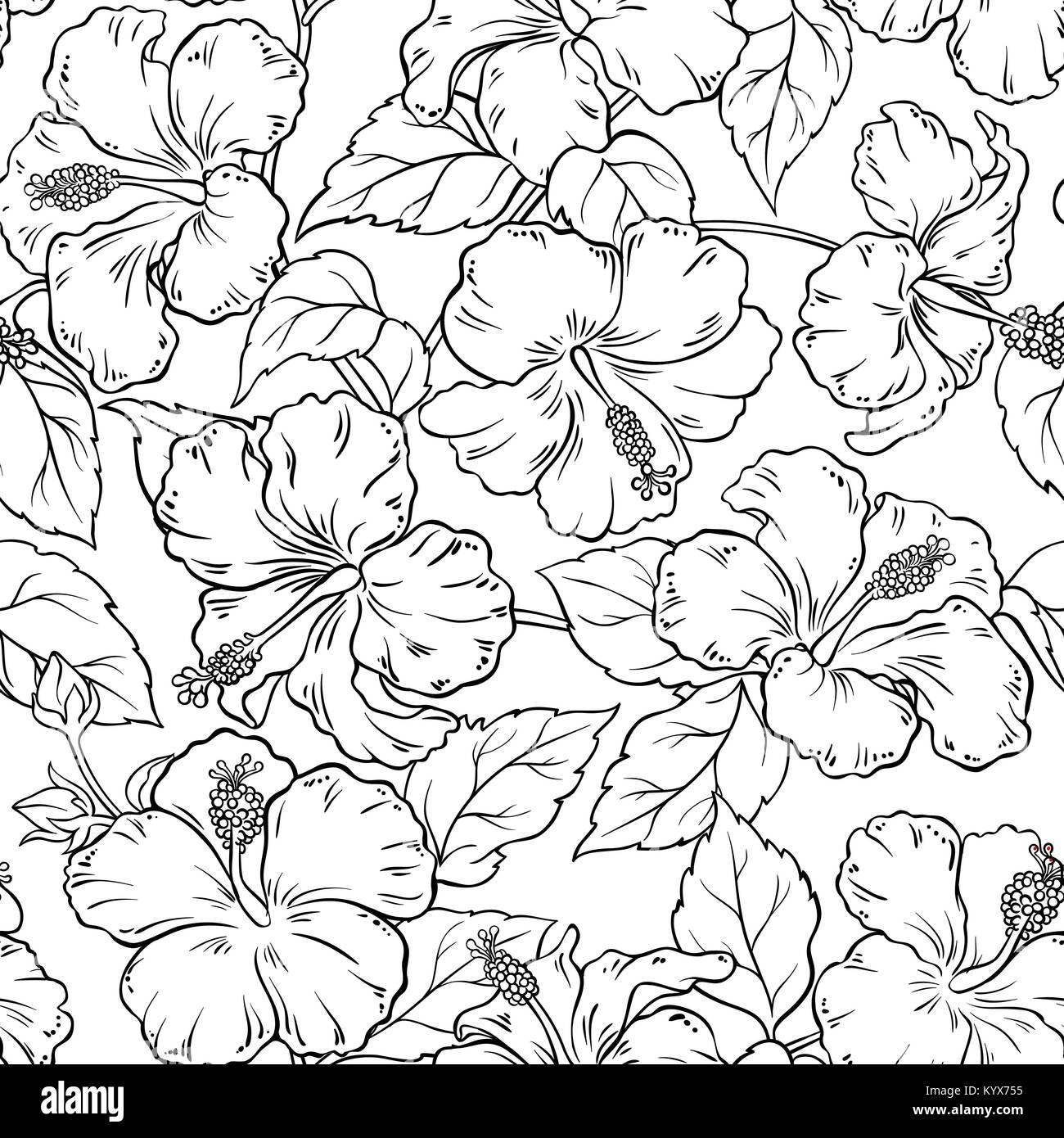 Hibiscus Flowers Seamless Pattern On White Background Stock Vector Image Art Alamy Hibiscus Flowers Seamless Pattern On White Background Stock Vector Image Art Alamy