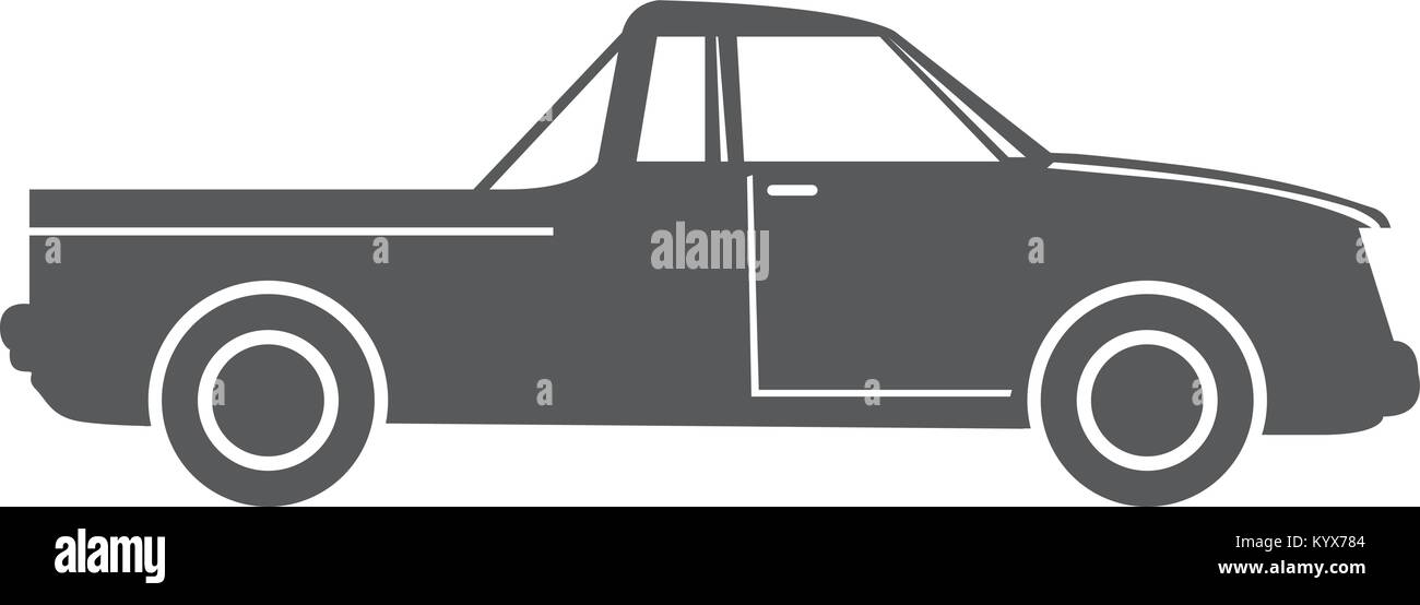 Silhouette of pick up truck car - simple icon on white background Stock ...
