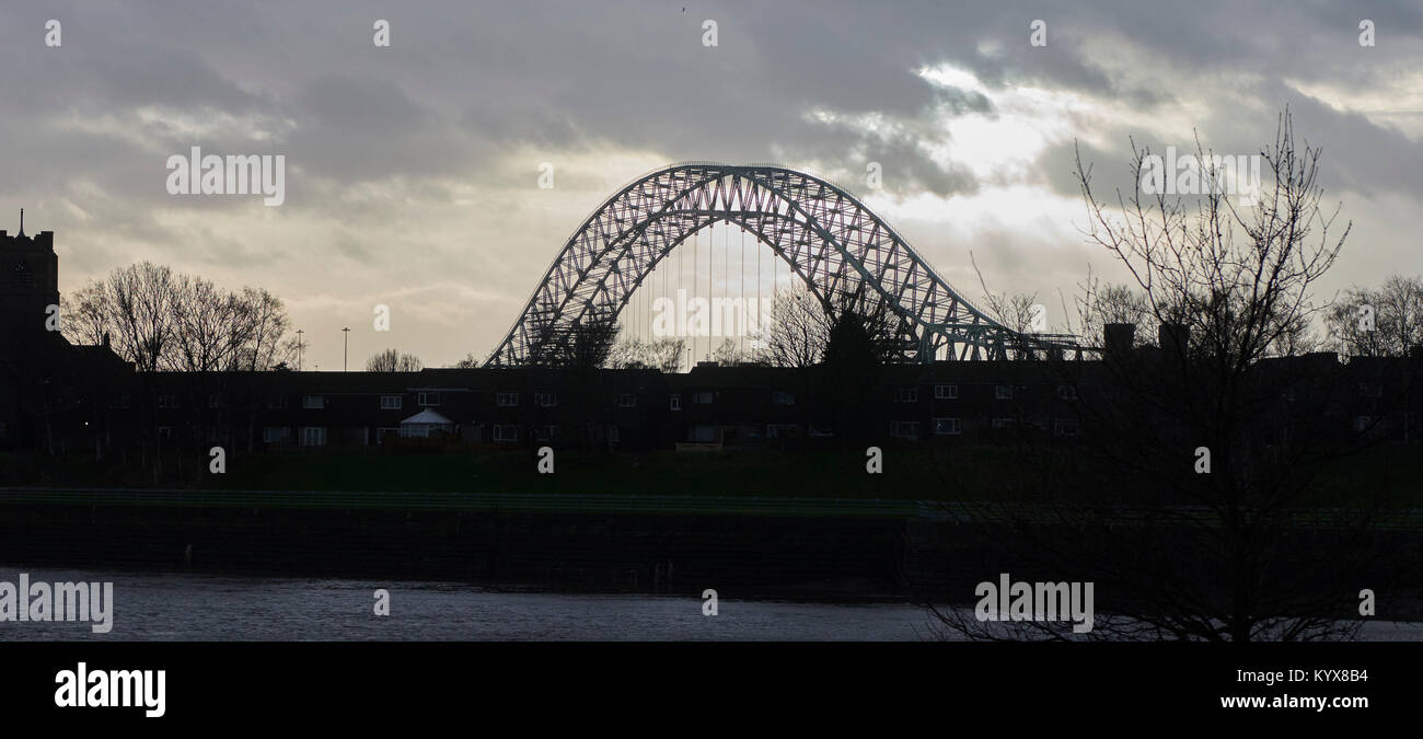 The old Runcorn Bridge from Spike Island, Runcorn, North West England Stock Photo