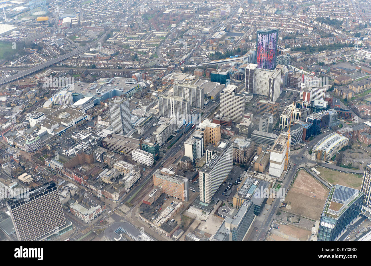 An Aerial View Of Croydon Town Centre South East England UK Stock 